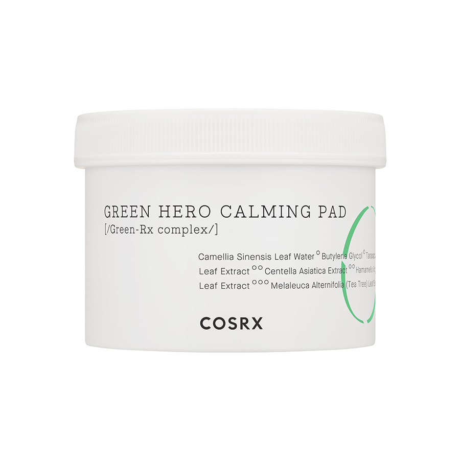 Bông Tẩy Tế Bào Chết Hoá Học Dưỡng Ẩm Và Dịu Da (0.25 % PHA + Trà Xanh) COSRX One Step Green Hero Calming Pad 70 Miếng