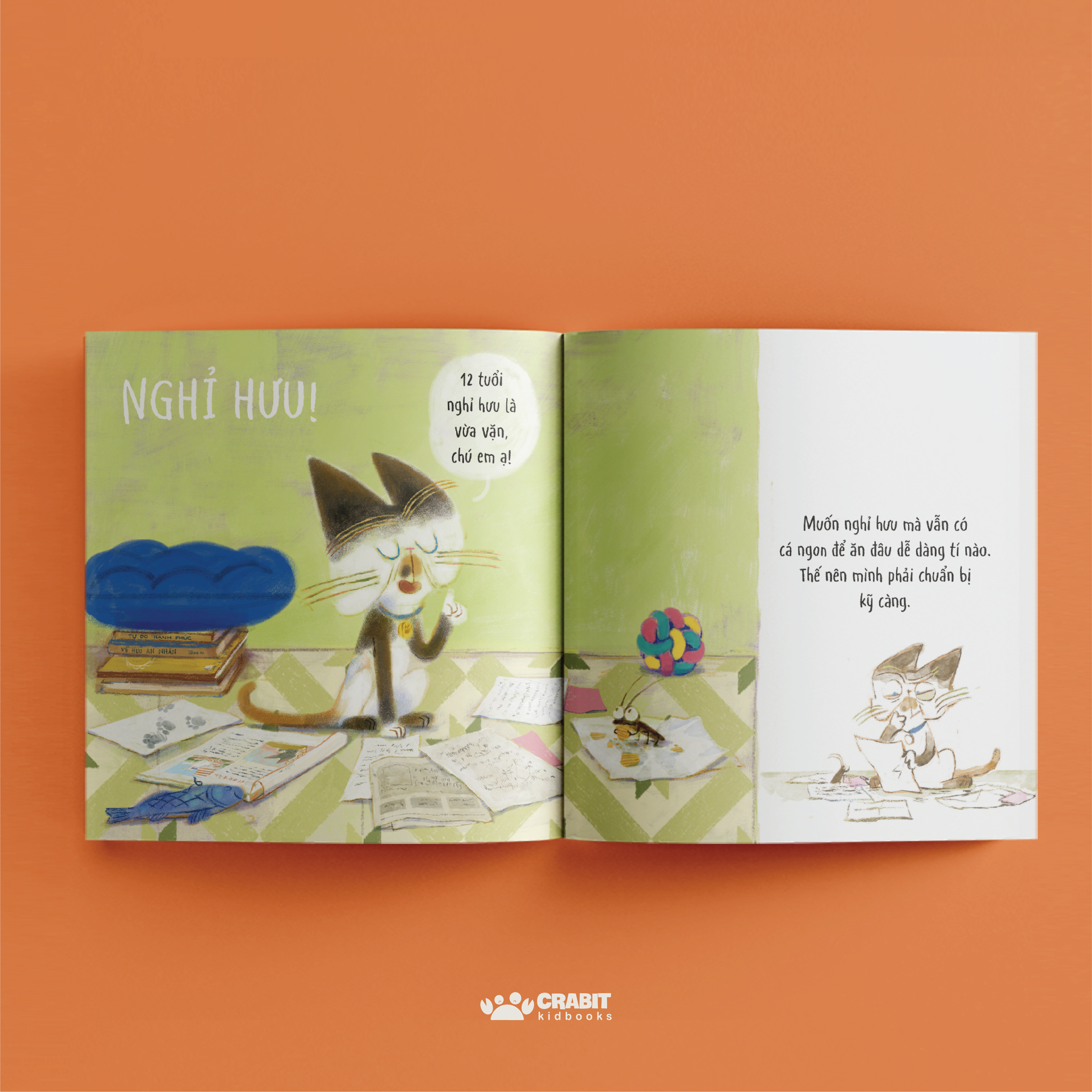 Sách thiếu nhi - Kế hoạch nghỉ hưu của Mèo Miu - Crabit Kidbooks - dành cho trẻ từ 3 tuổi
