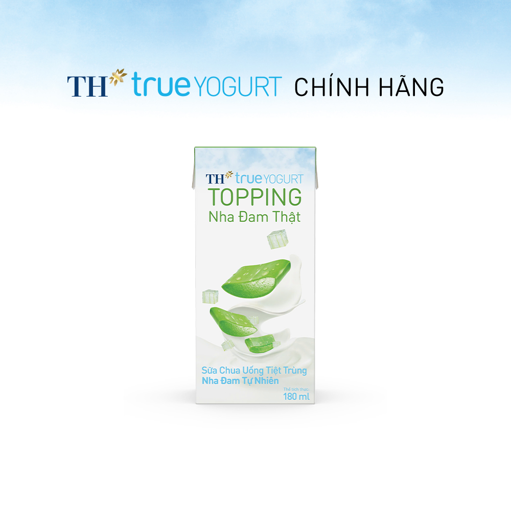 Thùng Sữa chua uống tiệt trùng TH true YOGURT TOPPING nha đam tự nhiên (180ml x 48 Hộp)