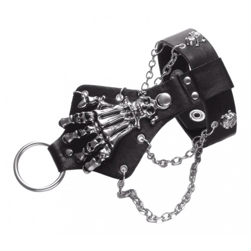 Punk Rock PU Leather Bracelets Skull Skeleton Biker Bracelets Unisex Gothic