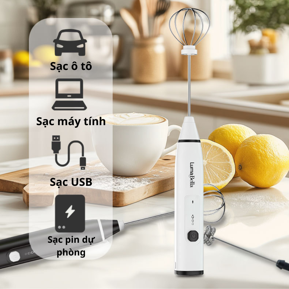 Máy đánh trứng, tạo bọt sữa cafe Lumabella LB-1772 thiết kế cầm tay cỡ nhỏ tiện dụng cho gia đình - DELIYA - HÀNG CHÍNH HÃNG