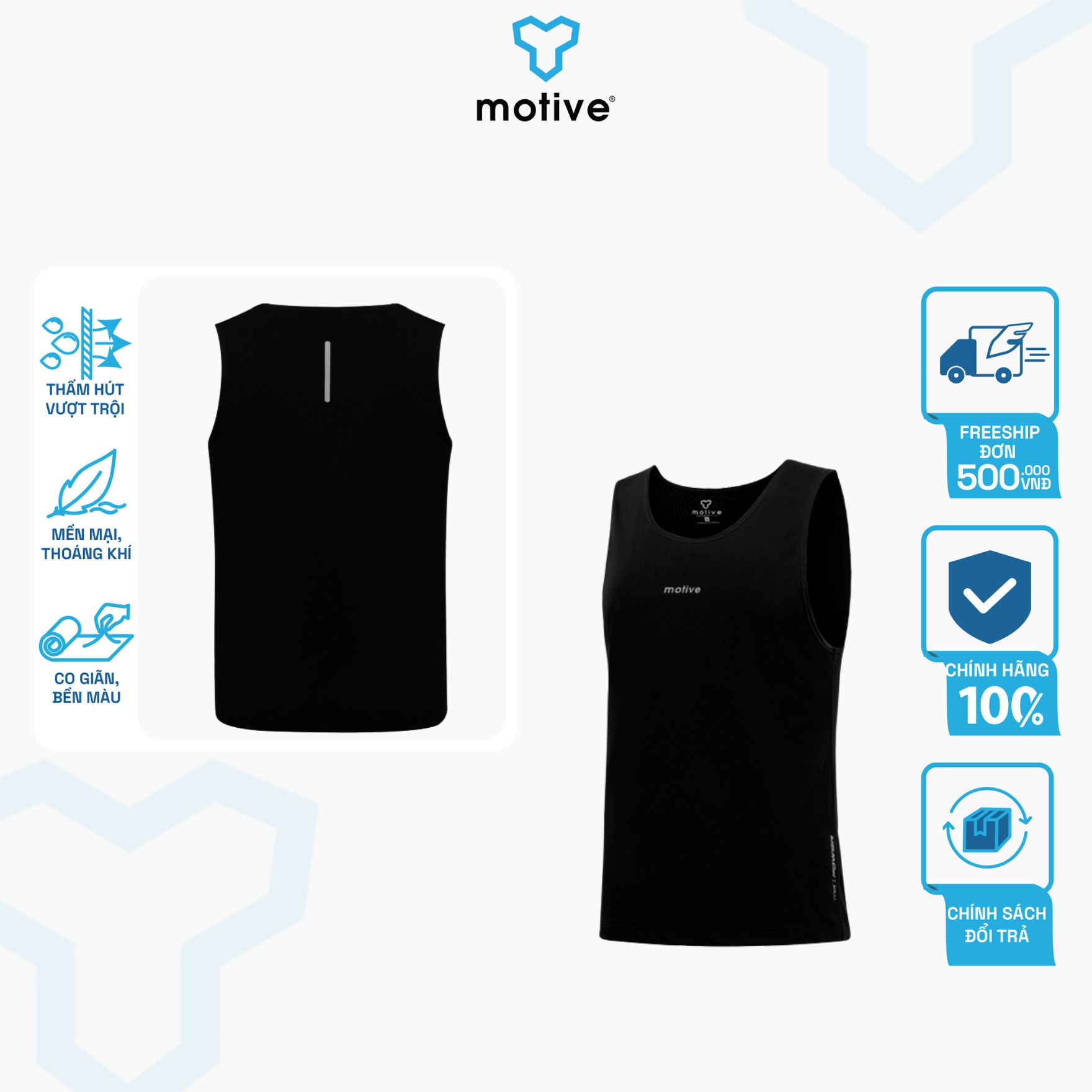 Áo Thun Thể Thao Chạy Bộ Nam MOTIVE Men Simple Color Singlet - Màu Đen
