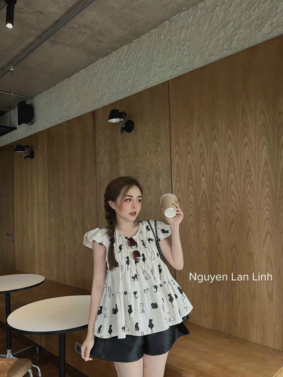 SÉT QUẦN COTTON LẠNH & ÁO BÈO NHÚN THUN MÀU Y HÌNH