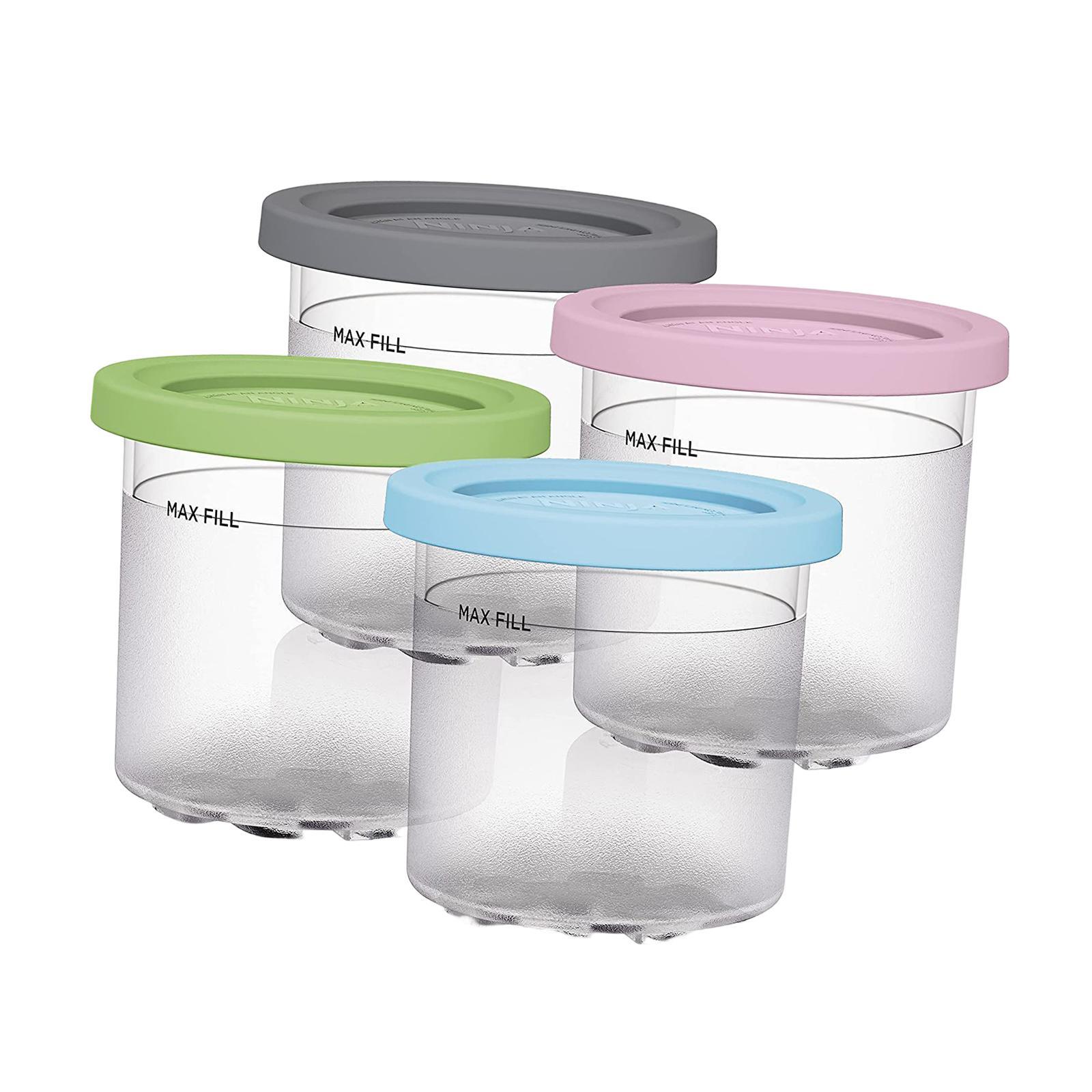 4Pcs Freezer Food Storage Tubs with Silicone Lid for Kitchen Restaurant