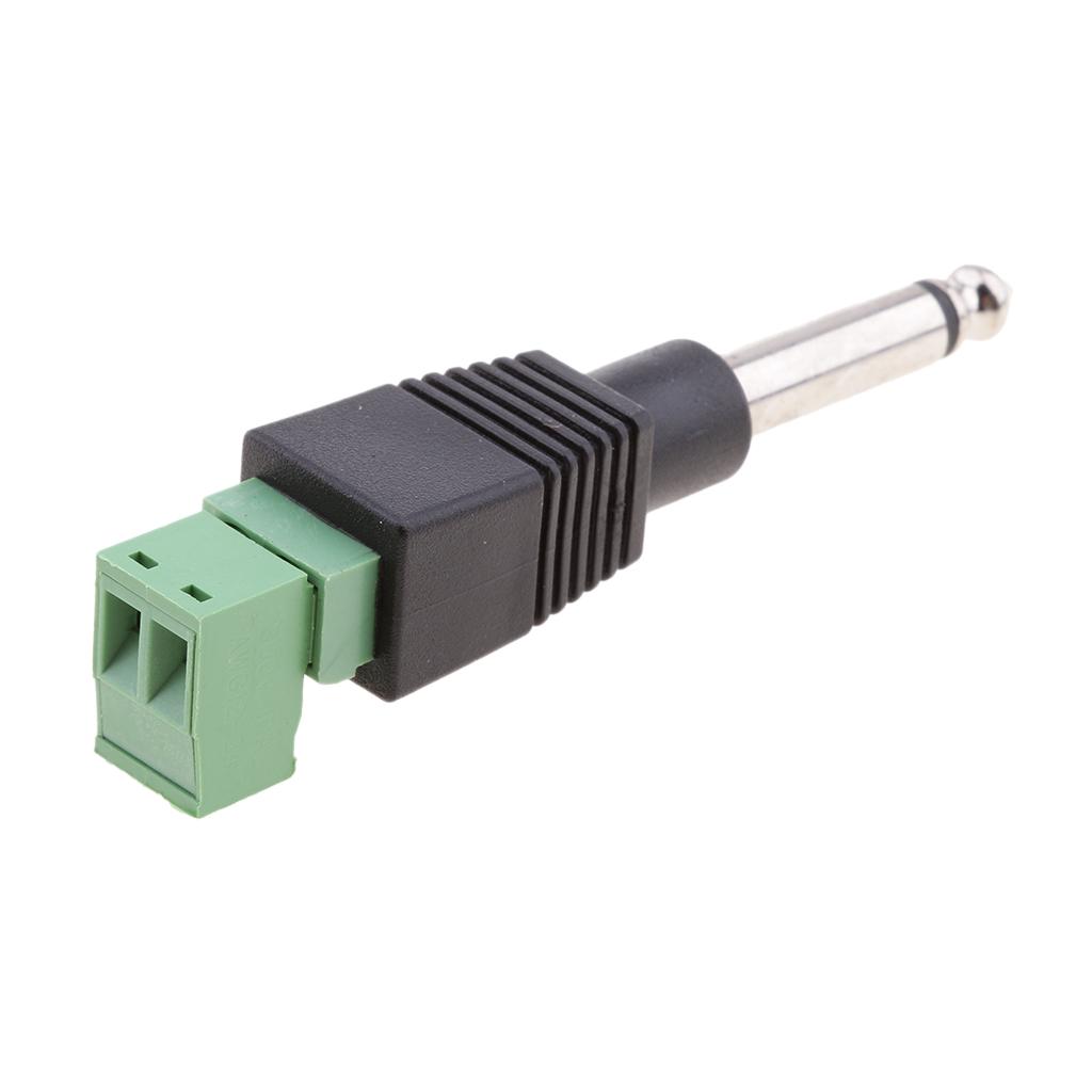 6.35mm 1/4inch Audio Mono Male Converter Adapter 5 Pieces with Screw Terminal Female for Microphone
