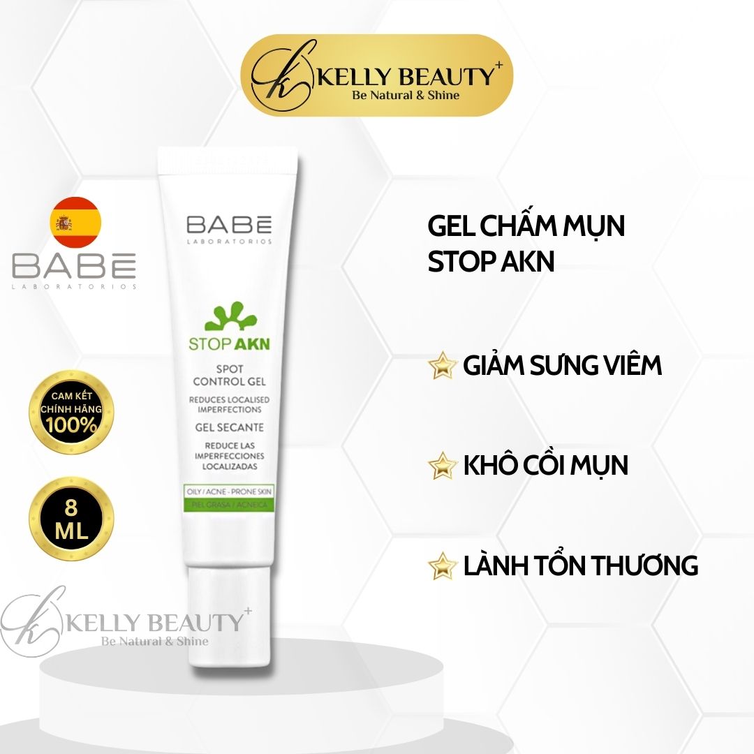 Chấm Mụn BABE Spot Control Gel - Giảm Viêm, Khô Cồi, Đẩy Nhân Mụn; Hỗ Trợ Lành Vết Thương - Kelly Beauty