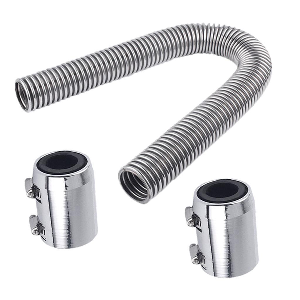 Chrome Stainless Steel Hose Kit 24" UNIVERSAL Aluminum Clamp Covers