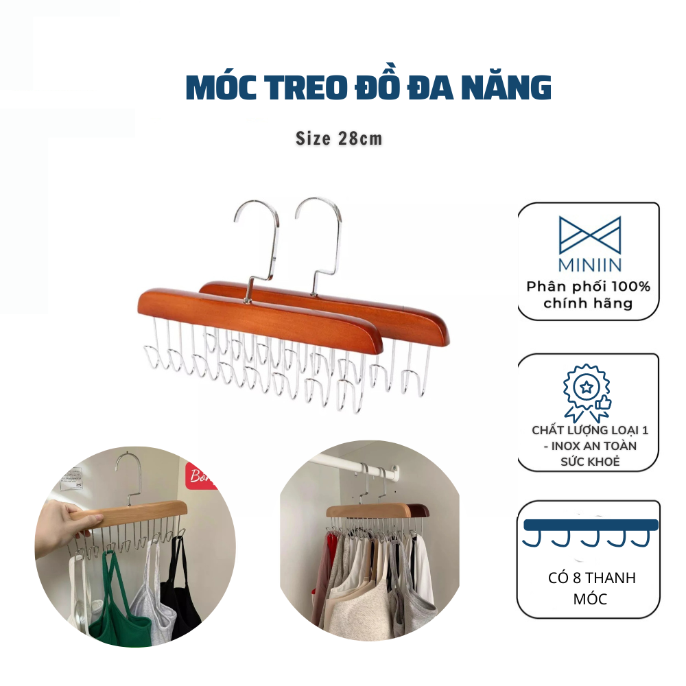 Móc Gỗ Treo Đồ Lót, Thắt Lưng, Cà Vạt, Áo Hai Dây... Đa Năng Tiện Dụng