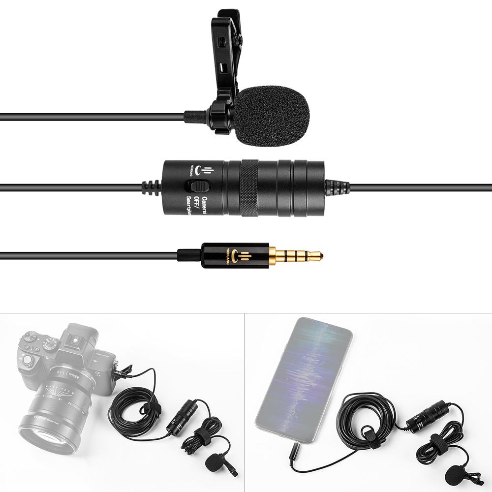 Micrô Lavalier chuyên nghiệp Cáp 3,5 mm 6 mét với bộ chuyển đổi 6,35 mm có Kính chắn gió cho iPhone 6 / 6P Samsung