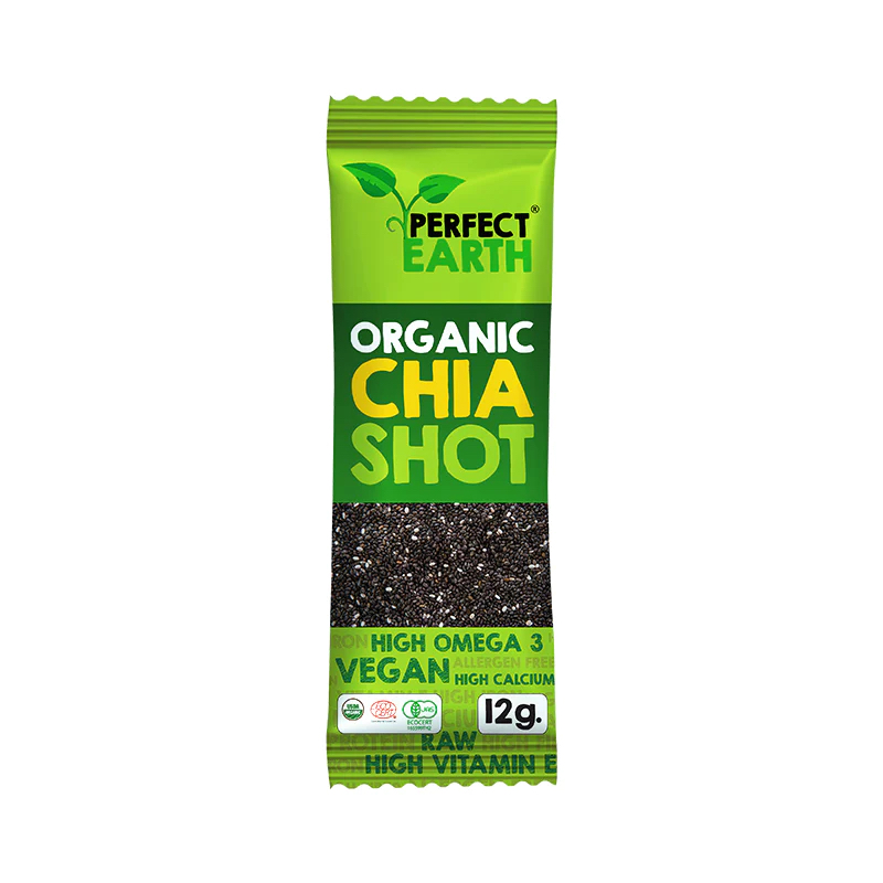 Hạt Chia Hữu Cơ 144g (12x12g) - Tép 12g tiện dụng - Perfect Earth Organic Chia Seeds (12x12g)