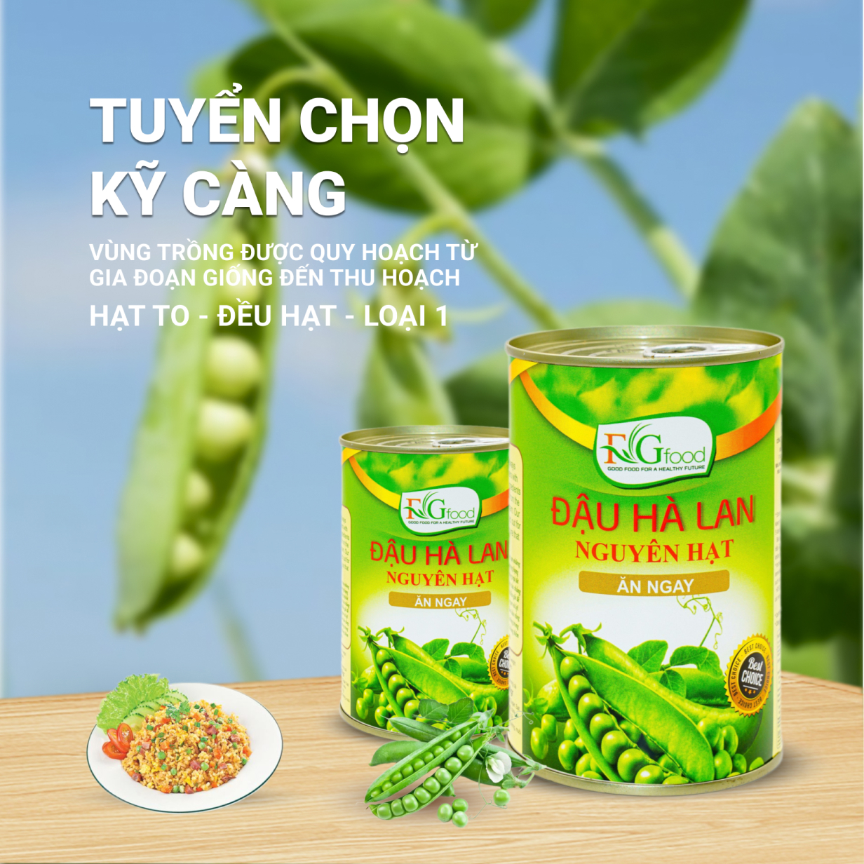 Đậu Hà Lan Nguyên Hạt F&amp;G Loại 1 - Lon 450gr Làm Salad, Các Món Hầm