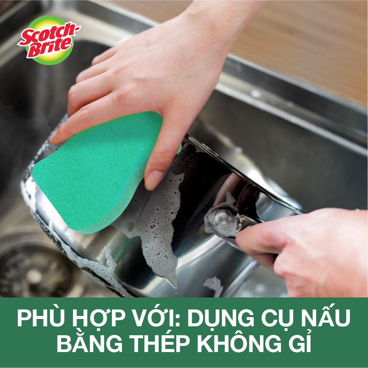 Miếng rửa chén hạt nổi siêu sạch Scotch-Brite 3M đa năng, mút hạt nổi kháng khuẩn, không bám cặn bẩn gây mùi, dễ vệ sinh