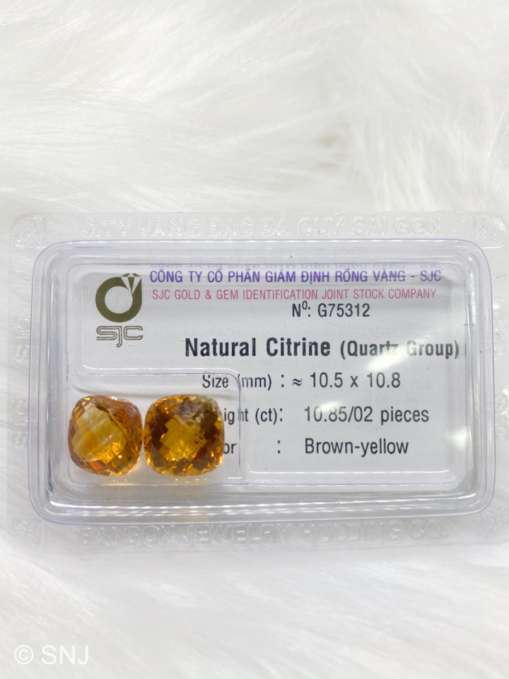 Đá citrine thạch anh vàng hình vuông làm nhẫn mặt dây rất đẹp