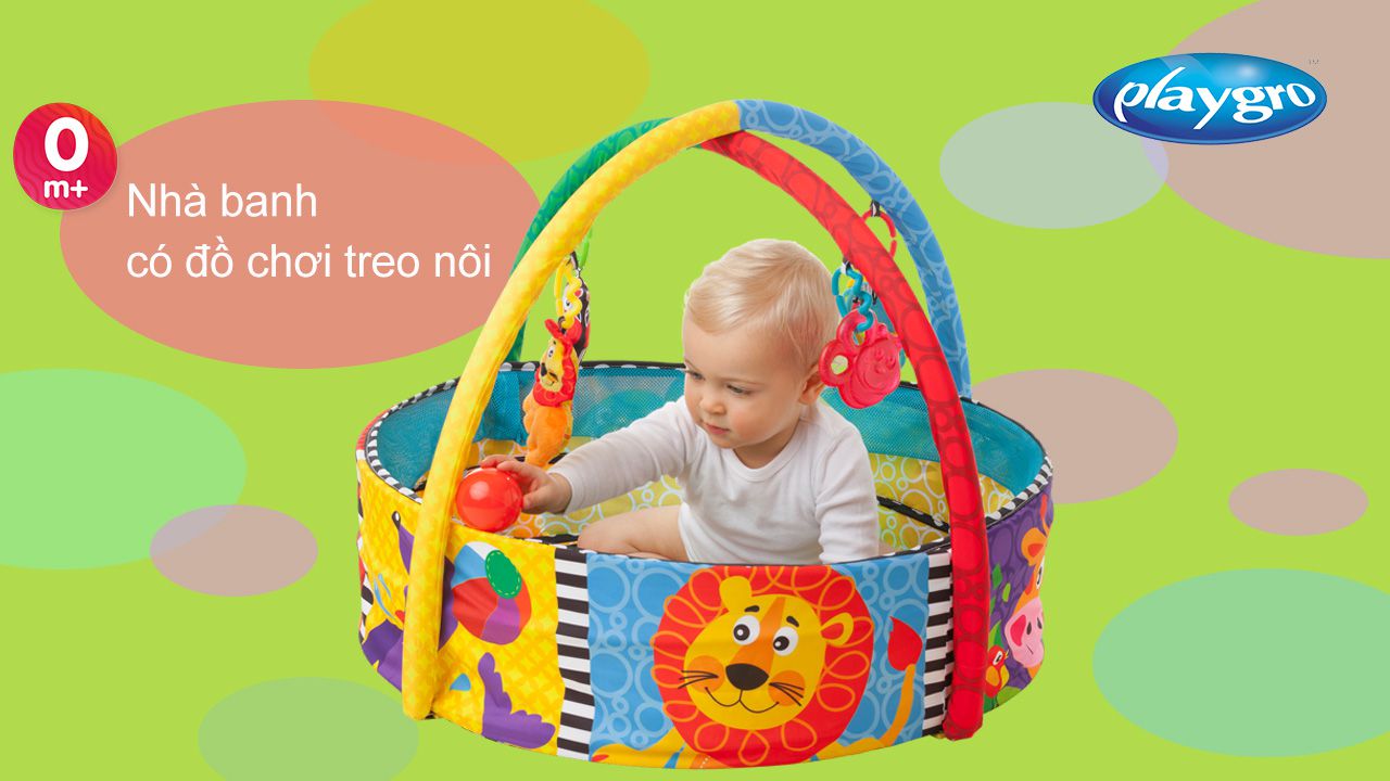 Nhà Banh Có Đồ Chơi Treo Nôi Ball Activity Nest Playgro, Cho Bé Sơ Sinh Đến 24 Tháng