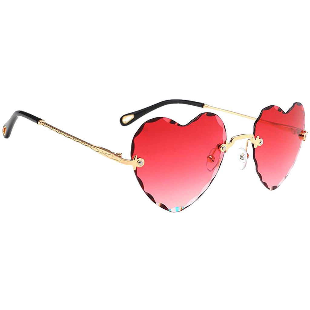 2Pcs Girls Women Rimless Heart Shape Fashion Sun Glasses Designer Style