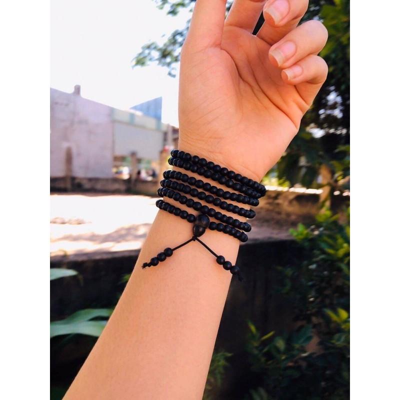 Vòng Trầm 216 hat 4ly ép dầu đeo tay Nữ