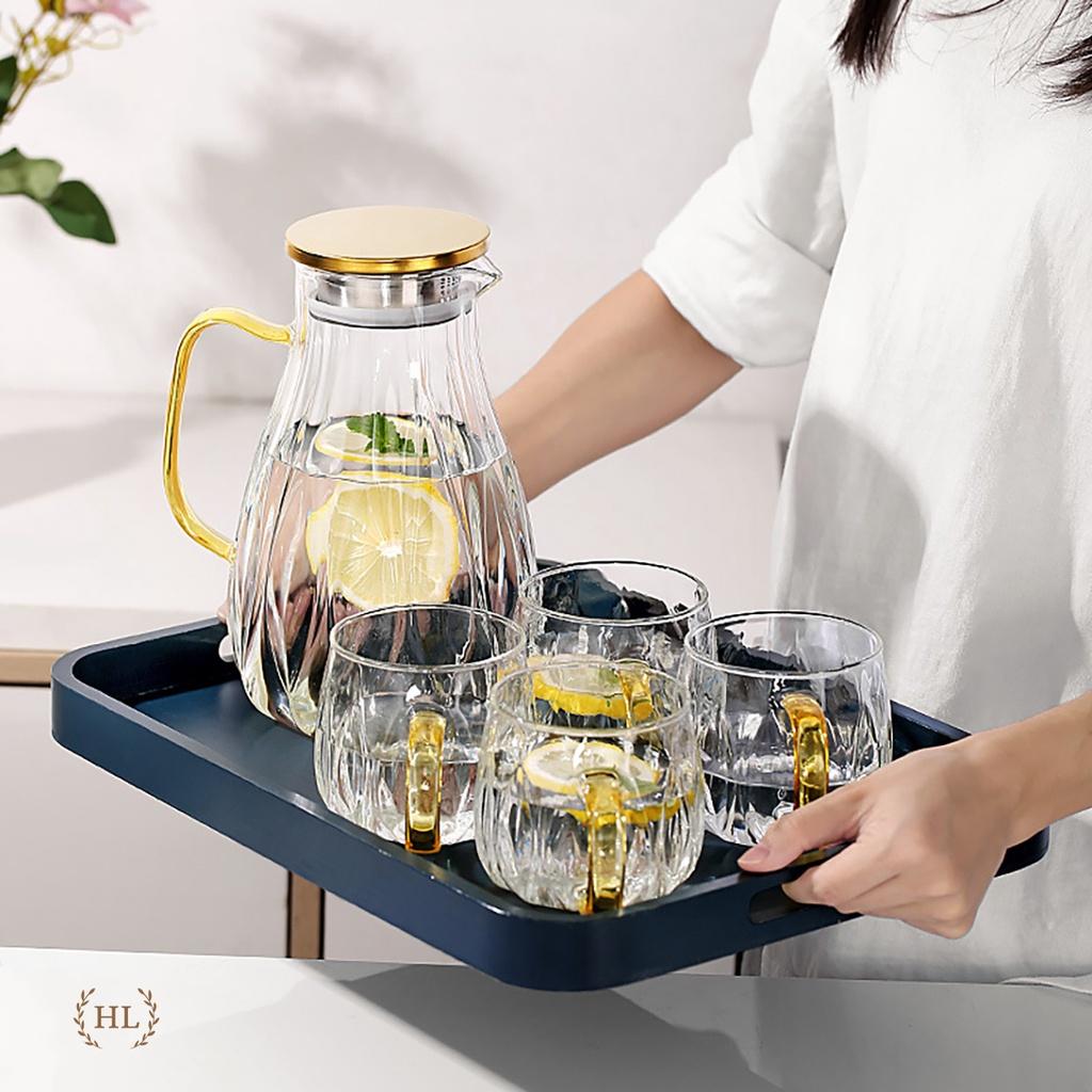 Bình cốc thuỷ tinh phong cách NORDIC Lá Chất liệu Borosiicate | Bộ Bình Ly Thuỷ Tinh Chịu Nhiệt Tạo Hình Lá