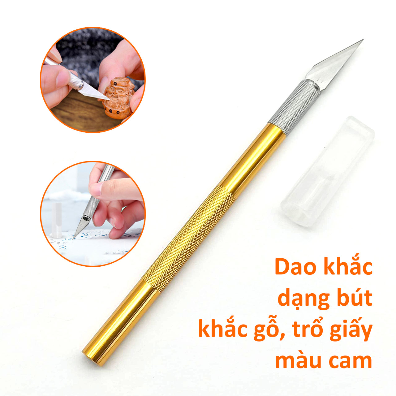 Dao khắc dạng bút để khắc gỗ, trổ giấy, cắt màng phim màu vàng