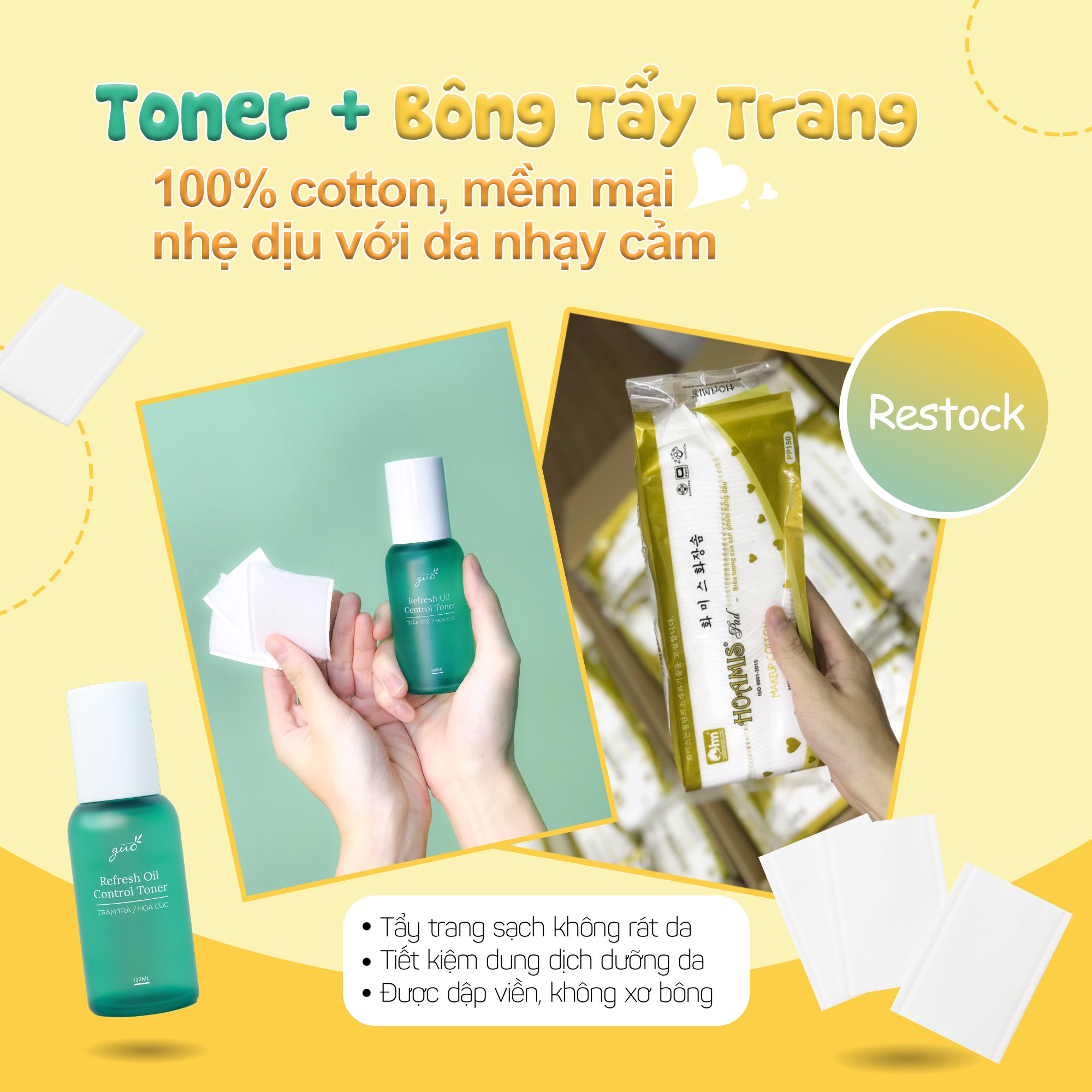 Bộ đôi Toner kiềm dầu thoáng da cả ngày-100% cấp HA căng da ngừa mụn-Toner Cân Bằng GUO(2chai*100ml)