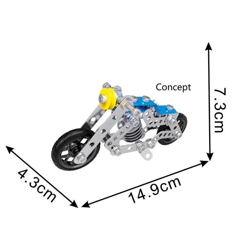 Đồ chơi giáo dục STEM - Metal bricks 5in1 - 5 Xe mô tô biến hình siêu bền 1201