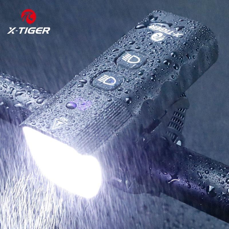 X-TIGER Đèn pin LED chống mưa cho xe đạp Đèn pin có thể sạc lại USB Phụ kiện xe đạp leo núi