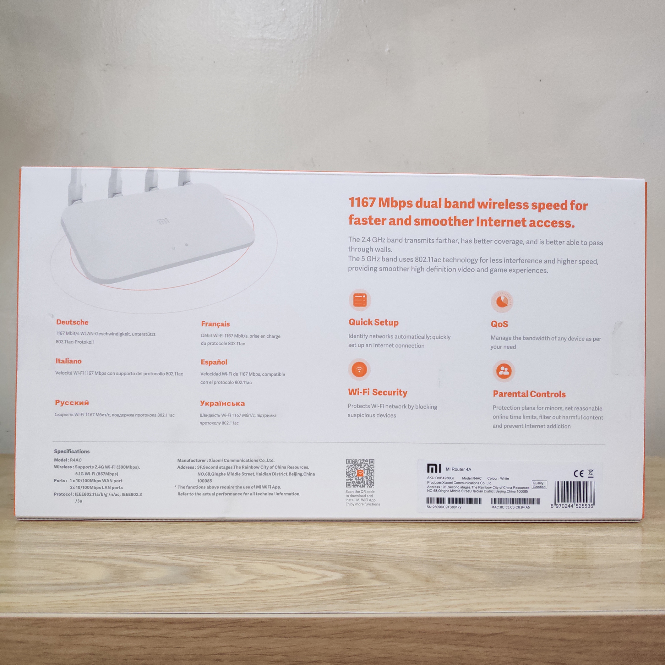 Bộ Phát Sóng WiFi Xiaomi Router 4A Siêu Mạnh 2 Băng Tần 2.4G 5G AC1200 - Hàng Chính Hãng