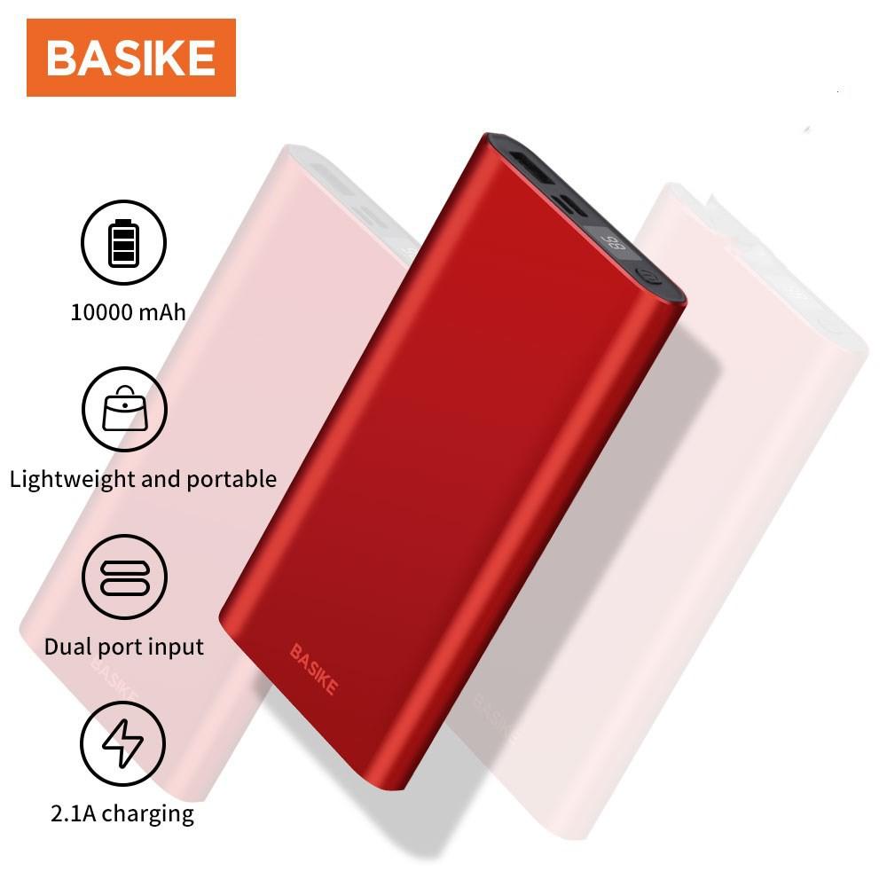 Sạc dự phòng 10000mAh BASIKE PT68P màn hình kỹ thuật số đèn LED vỏ kim loại mỏng nhỏ gọn cho iPhone Samsung Huawei-Hàng chính hãng