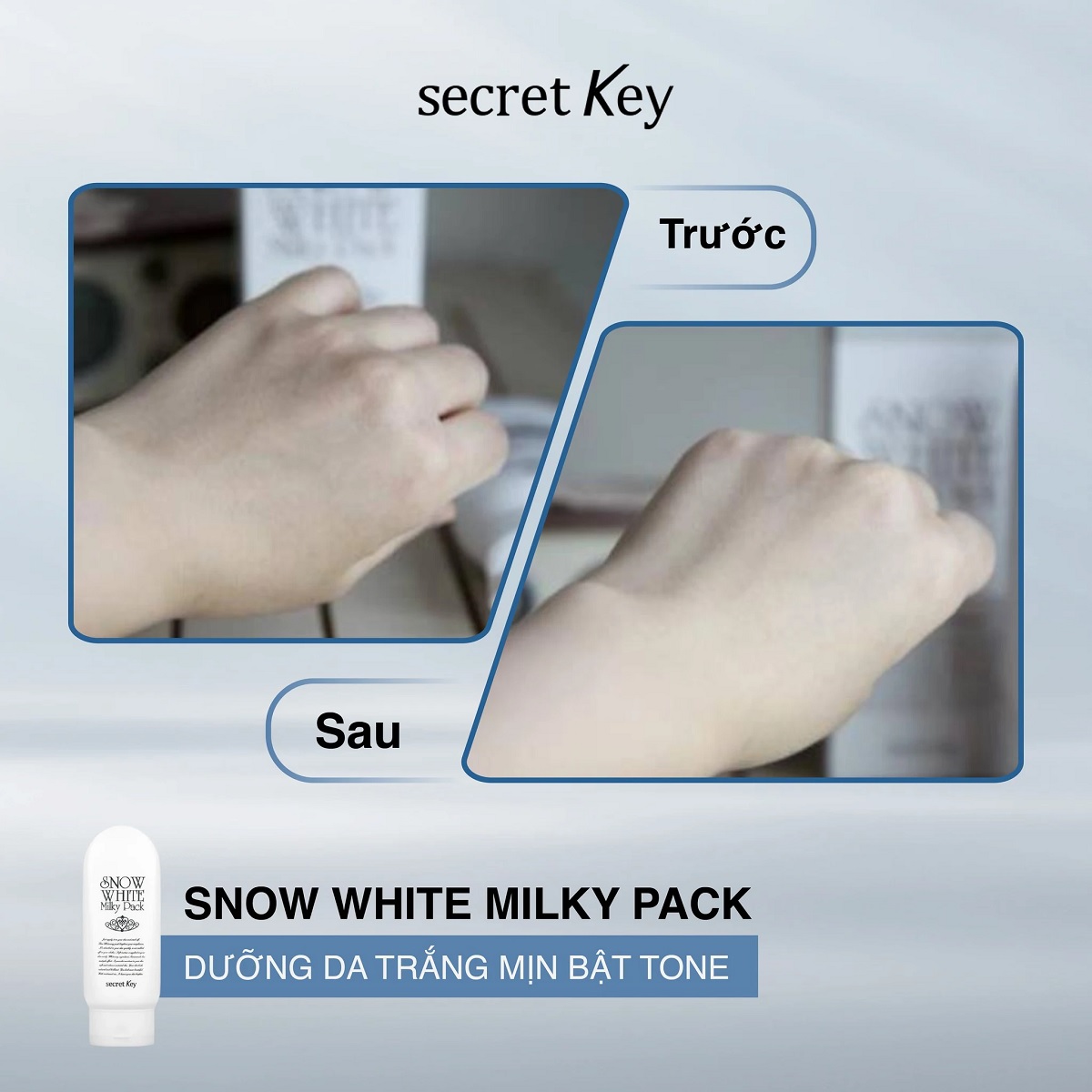 Kem tắm trắng mặt và toàn thân Secret Key Snow White Milky Pack 200g