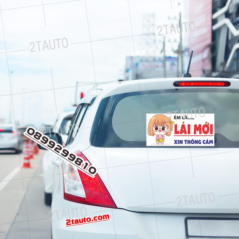 1 LOGO STICKER TEM DECAL DÁN XE LÁI MỚI XIN THÔNG CẢM MẪU NAM NỮ CUTE DỄ THƯƠNG - EM LÀ LÁI MỚI , TÙY CHỌN MẪU otofun