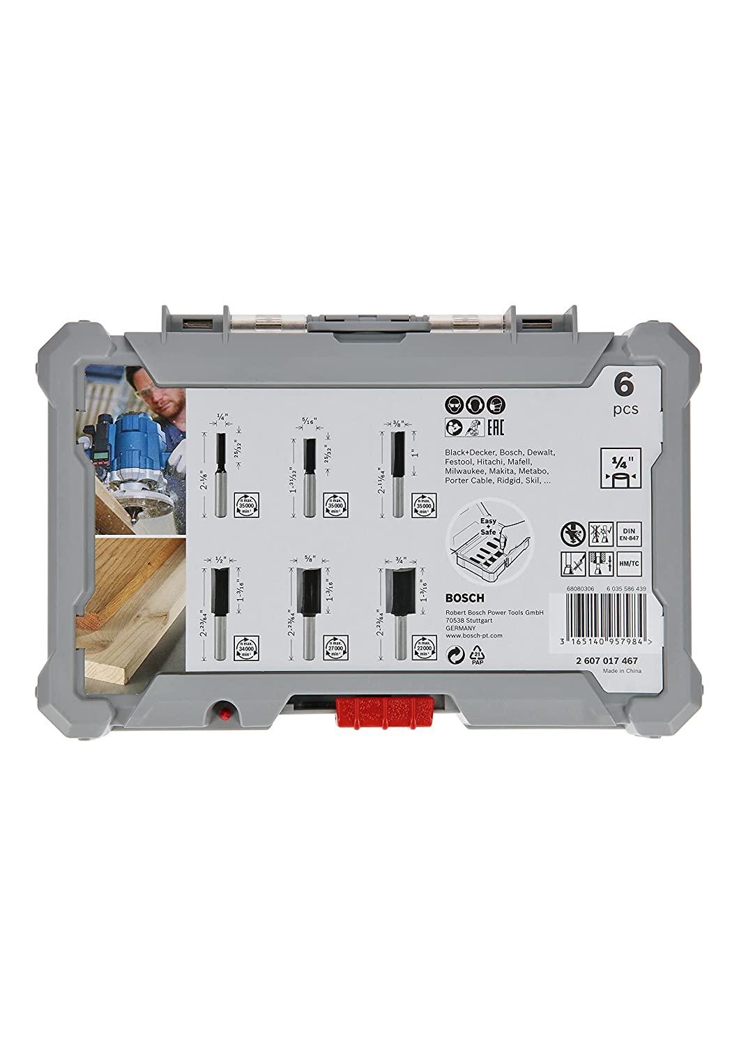 BỘ MŨI PHAY THẲNG 6 MÓN BOSCH 2607017467 - HÀNG CHÍNH HÃNG