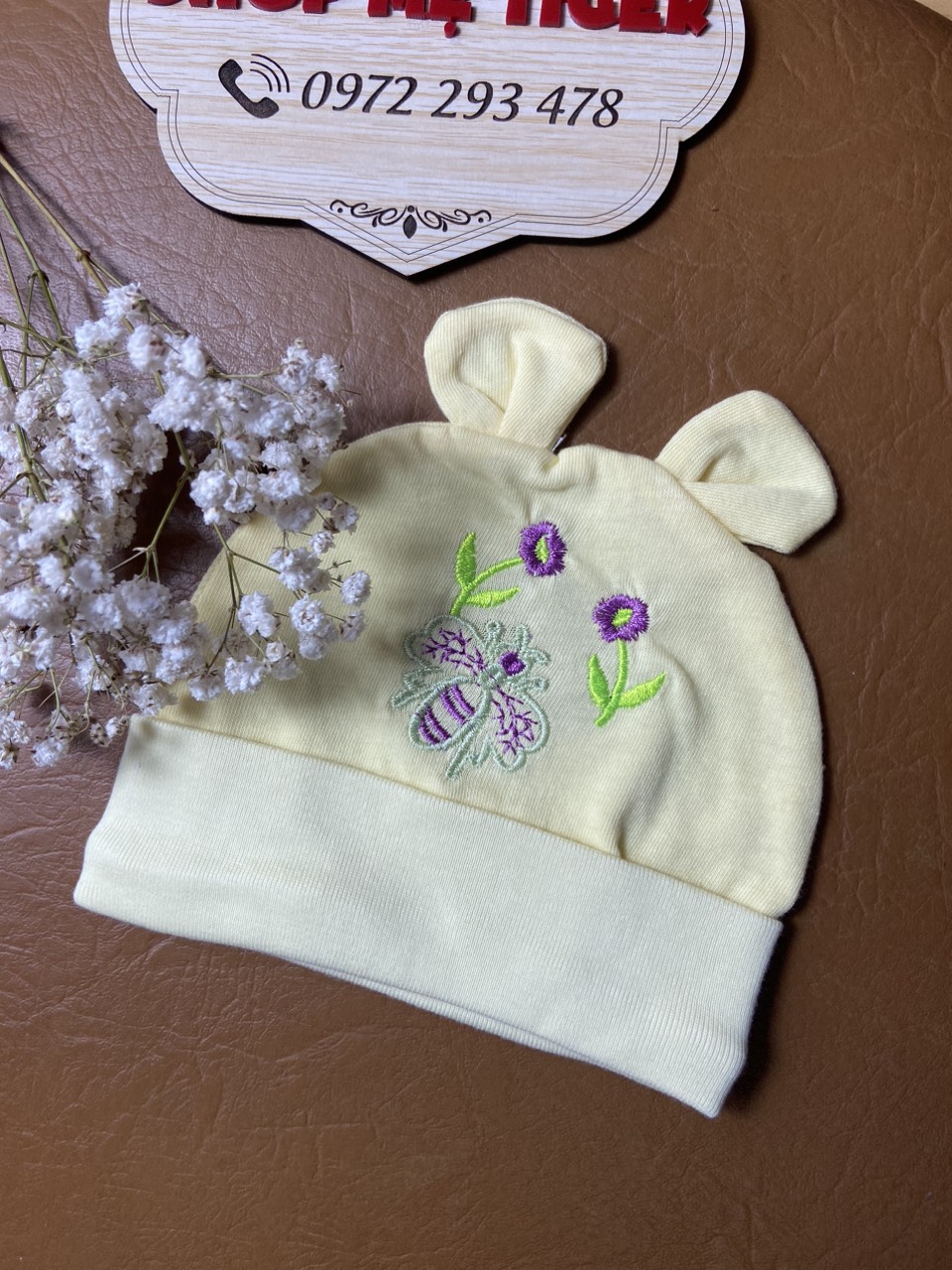 Nón vải sơ sinh cotton mềm mịn co dãn tốt cho bé từ 0-6 tháng