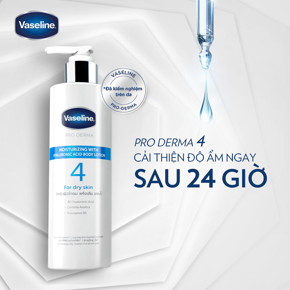 Sữa dưỡng thể 250ml Vaseline Pro Derma số 4 cấp ẩm với 4D HA