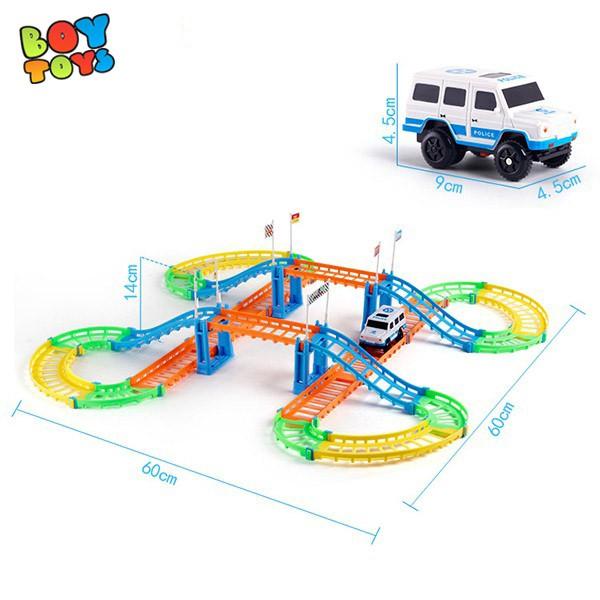 Bộ đồ chơi sáng tạo lắp ghép đường ray ô tô 2 tầng 88 miếng cho bé