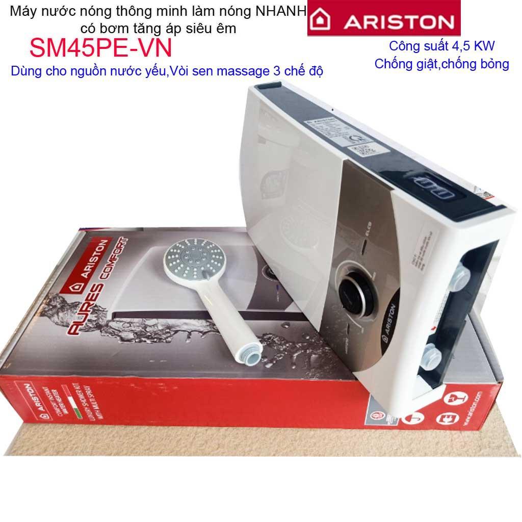 Máy nước nóng Ariston, máy nước nóng trực tiếp có bơm Ariston Aures SM45PE (có bơm)