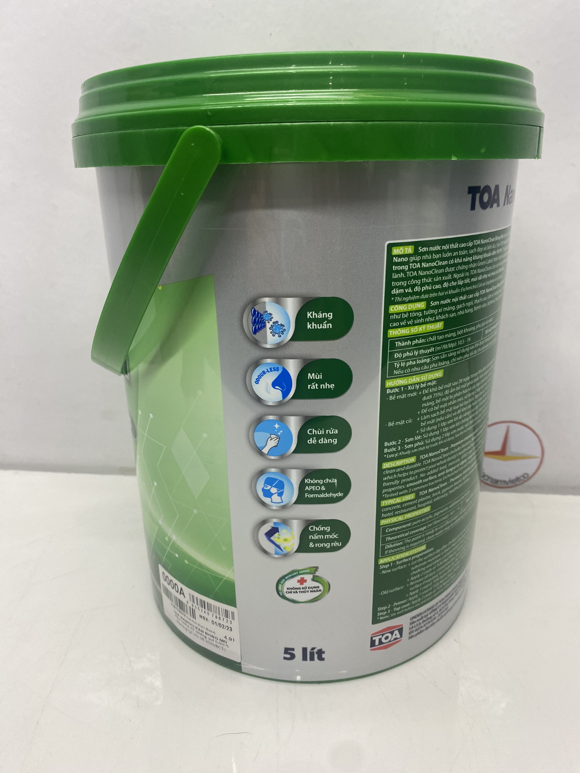 Sơn nước nội thất cao cấp Toa Nanoclean màu vàng kem 8792_ 5L