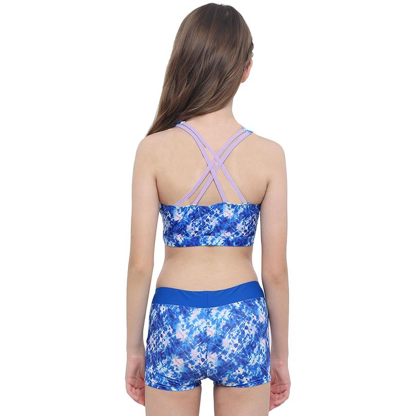 Mùa Hè Trẻ Em Hai Miếng Đầm Váy Nữ Áo Tắm Bãi Biển Đồ Bơi Áo Crisscross Lưng In Hình Trên Có Boyshorts Đáy