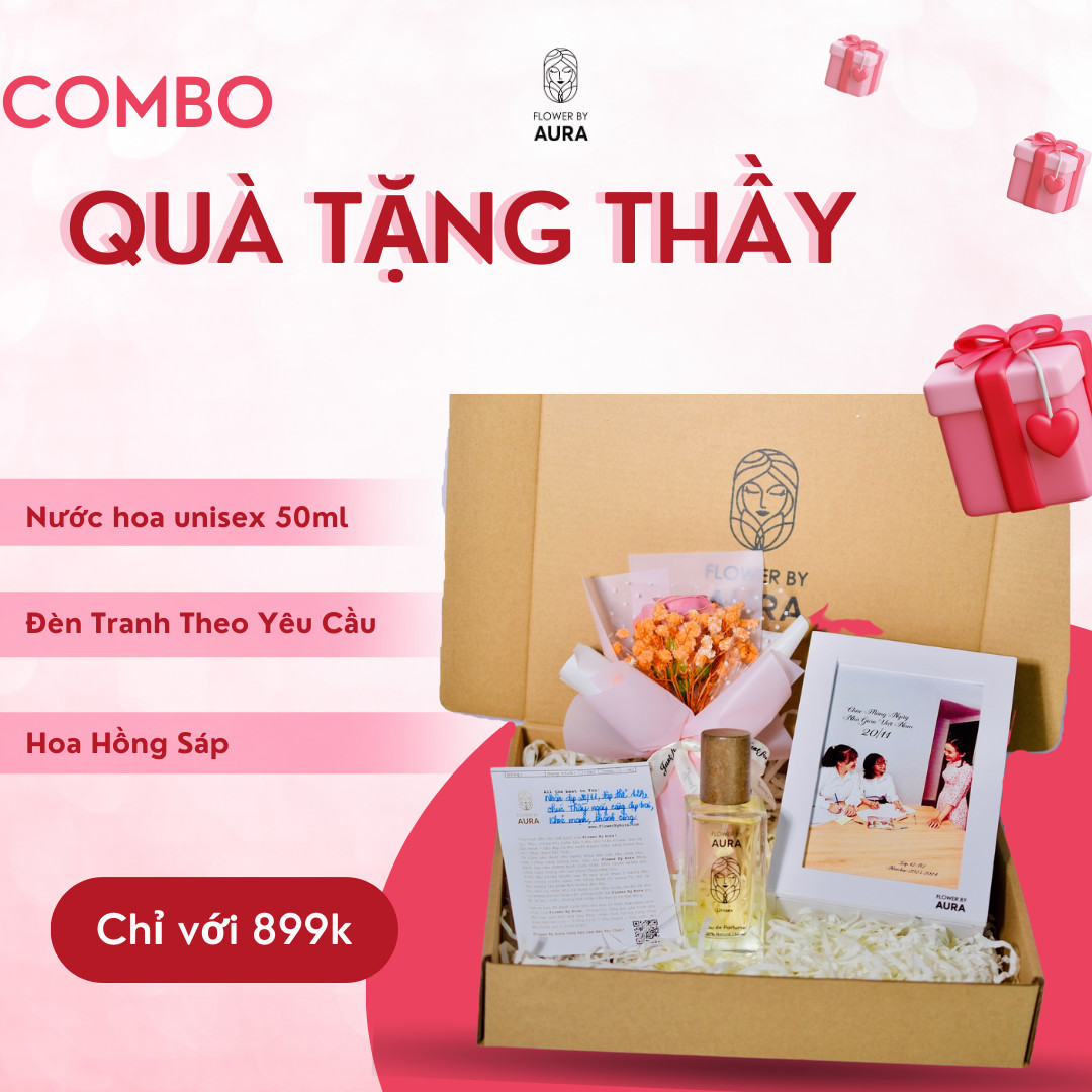 Combo Quà Tặng Nước hoa thiên nhiên Unisex 50ml, Hoa và Đèn Tranh 3D Set quà tặng dịp 20/11 ý nghĩa