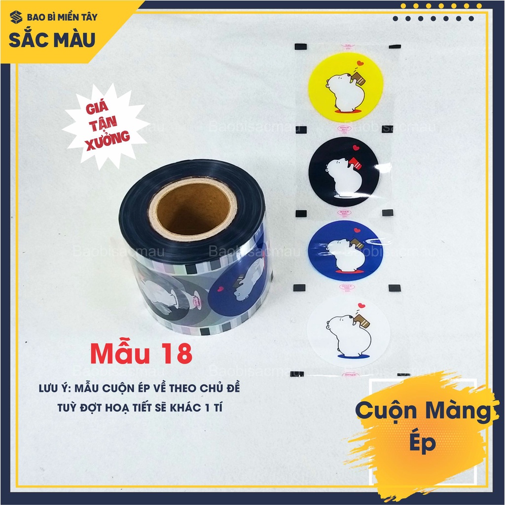 Cuộn màng ép ly, màng dập cốc in sẵn họa tiết vui tươi