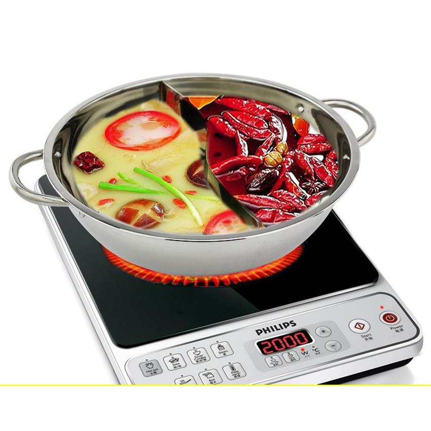 Chảo lẩu 2 ngăn Hotpot dùng cho mọi loại bếp inox 304 sáng bóng