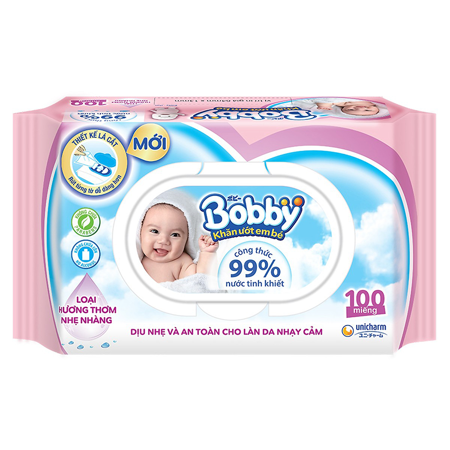 Khăn Ướt Trẻ Em Bobby (100 Miếng / Gói)