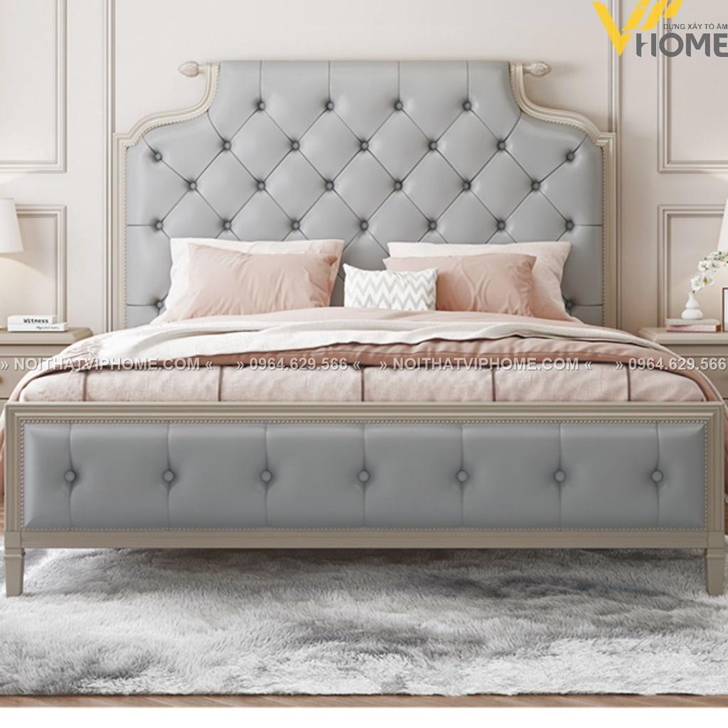 Giường ngủ bọc da nhập khẩu phong cách tân cổ điển đẹp GBD-00132.