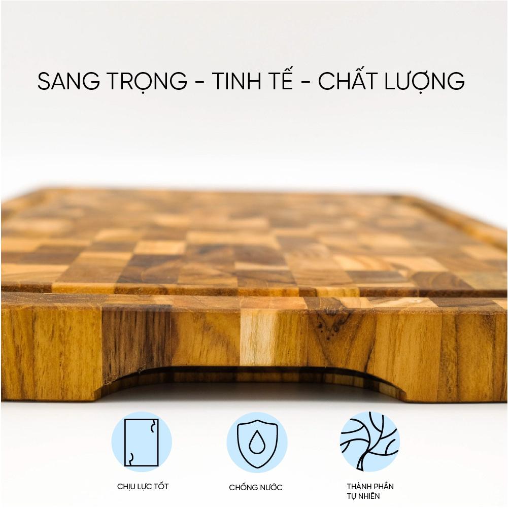 Thớt Gỗ Teak Cao Cấp KATANA - Hình Tròn,Chữ Nhật - Có Đủ Size - Có Tay Cầm /Lỗ Treo/Rãnh - Hàng Chính Hãng BH 12 Tháng