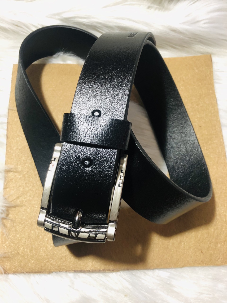 DÂY NỊT NAM DA BÒ 100%. Mặt kim loại. KT 3,8 X 120 cm