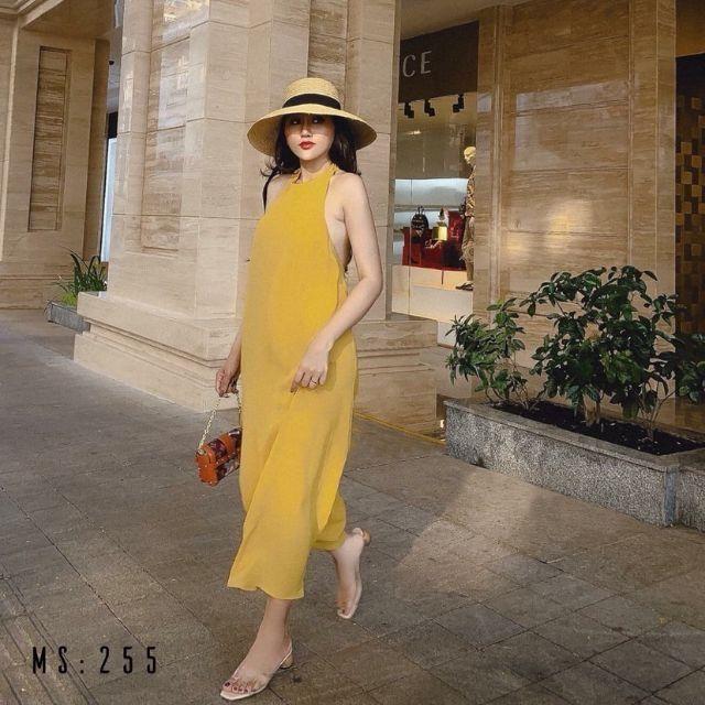 Đầm maxi cổ yếm hở lưng (4 màu