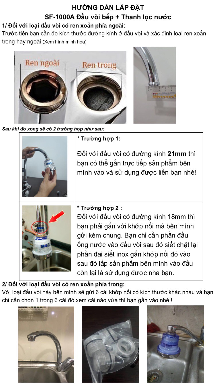 Combo Vòi rửa chén + 8 Thanh lọc nước AquaDuo SF-1000B