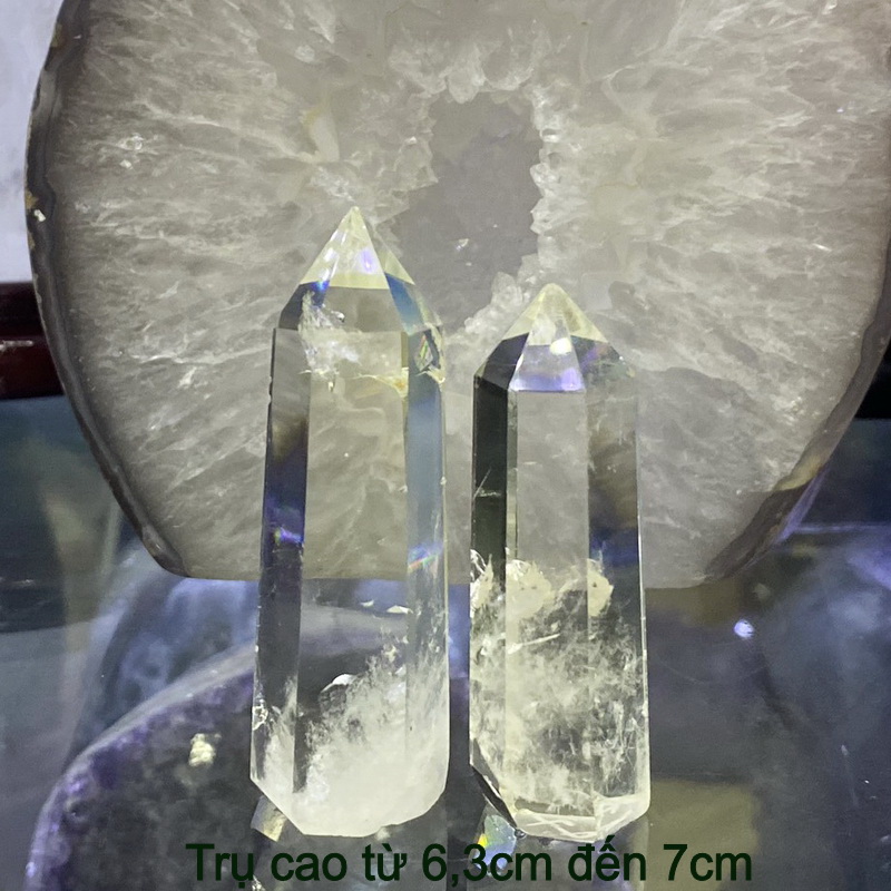 Trụ đá phong thủy trấn trạch đá thạch anh vàng citrine trang trí bàn làm việc