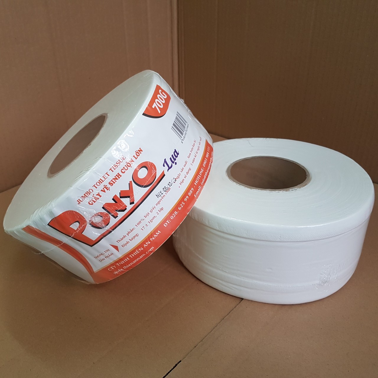 COMBO (5 cuộn) giấy vệ sinh cuộn lớn PONYO 700G LỤA