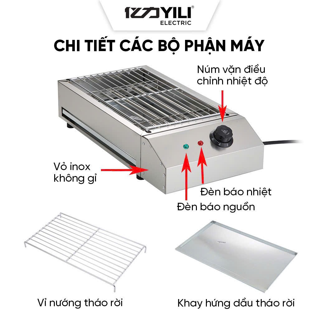 Bếp Nướng Điện Gia Đình Không Khói Công Suất 2800W, Chất Liệu Inox Cao Cấp hàng nhập khẩu