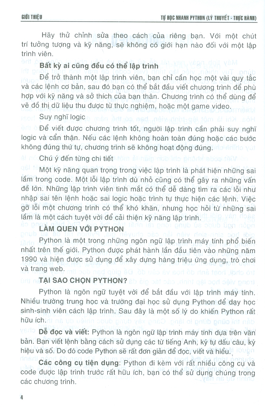 Tự Học Nhanh Python (Lý Thuyết - Thực Hành)