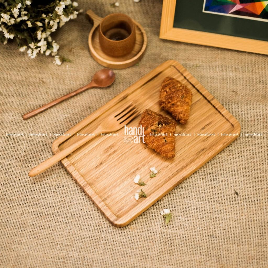 Khay gỗ tre chữ nhật - Khay gỗ tre decor - Bamboo wood tray